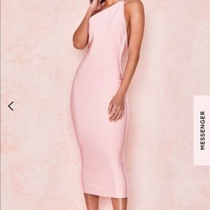 House of CB Pink One-Shoulder Midi Dress
